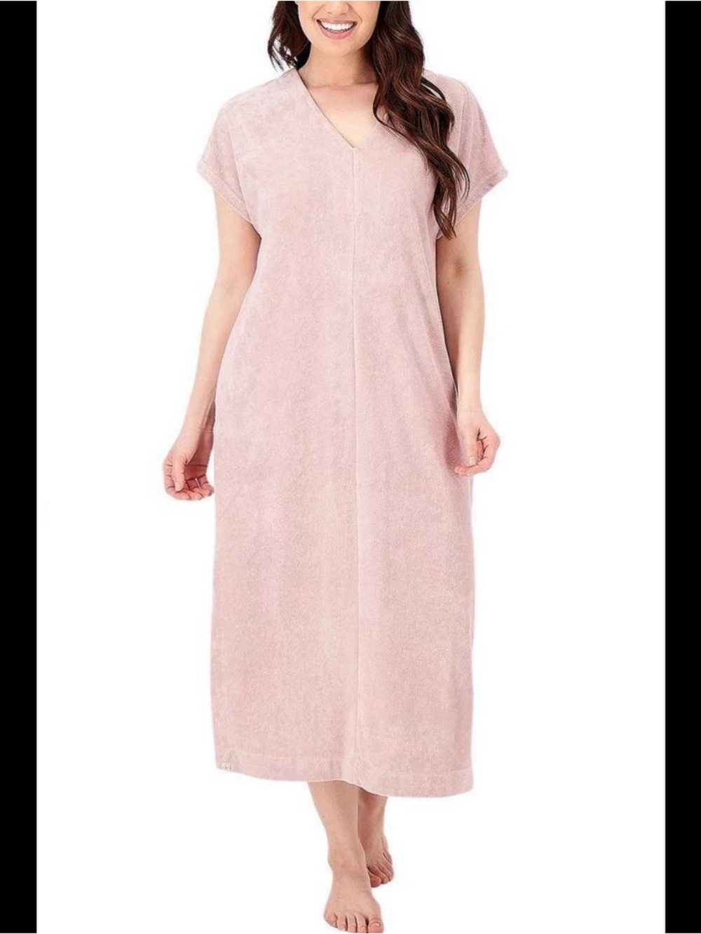 Barefoot Dreams CozyTerry® Caftan Pink Midi Towel Dress Large